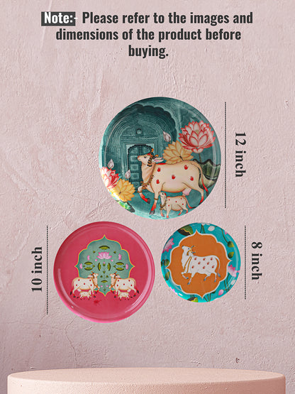 Graceful Pichwai Cow Decor Plate