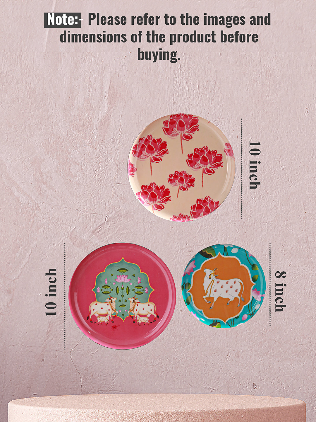Ethereal Cow & Lotus Décor Plate