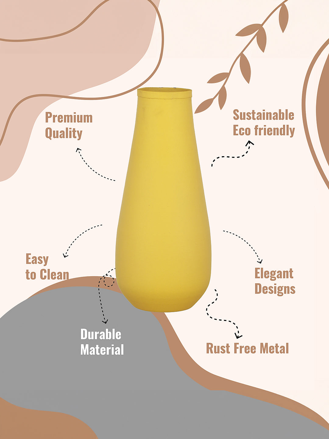 Areitha Metal Vase (Yellow) - Set Of Two