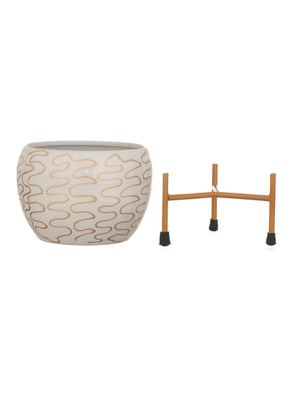 Ivory Luxe Handcrafted Planter With Stand