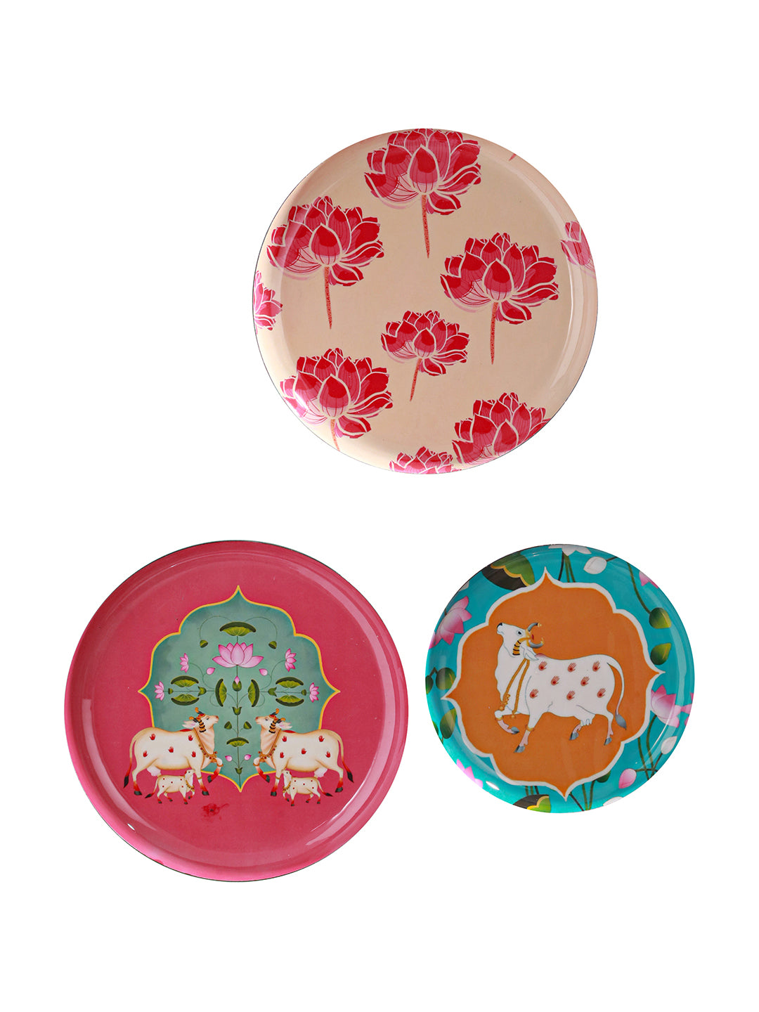 Ethereal Cow & Lotus Décor Plate